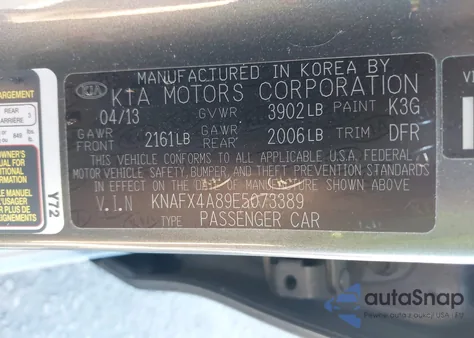 2014 Kia Forte Ex z USA, uszkodzony, nr VIN KNAFX4A89E5073389